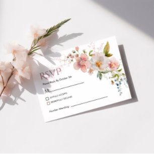 Elegant Rustic Wildflowers Wedding RSVP Card