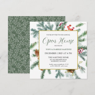 Elegant Rustic Winter Botanical Open House Invitation