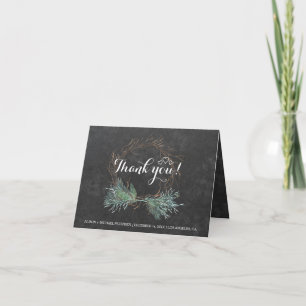 Elegant rustic winter thank you wedding card