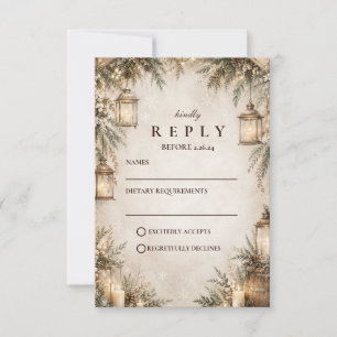 Elegant Rustic Winter Wedding RSVP Card