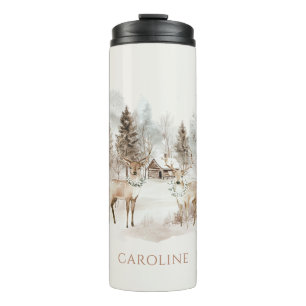 Elegant Rustic Winter Woodland Deer Thermal Tumbler