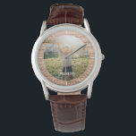 Elegant Rustic Wood Custom Name Photo Watch<br><div class="desc">Perfect keepsake gift for grandparents! This rustic modern watch features a favourite photo along with your personalised name on a medium brown wood panel backdrop.</div>