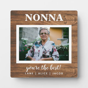 Elegant Rustic Wood Nonna Custom Photo Plaque