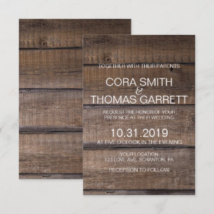 Elegant Rustic Wooden Pallet Wedding Invitation