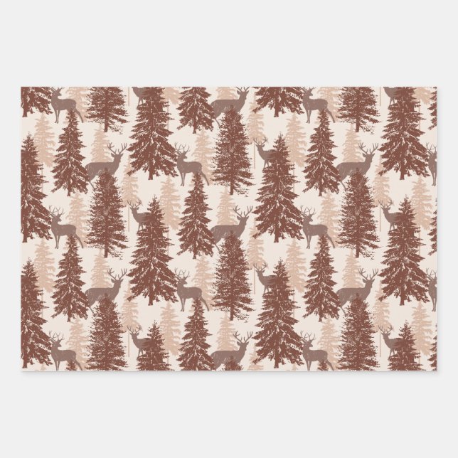 Elegant Rustic Woodland Forest and Deer Wrapping Paper Sheet (Front)