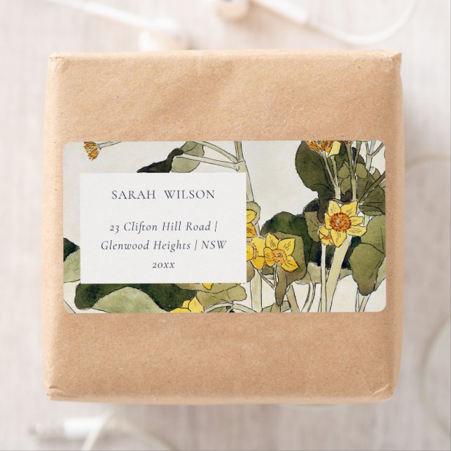Elegant Rustic Yellow Daffodil Floral Address (Insitu)