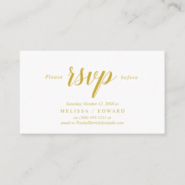 Elegant Rustic, Yellow Gold, RSVP respond, Reply Enclosure Card (Front)
