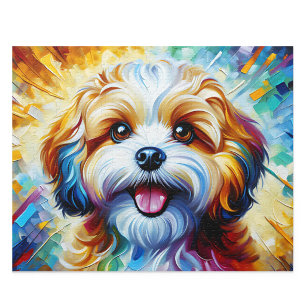 Elegant Sable and White Cavachon Acrylic Style Art Jigsaw Puzzle