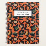 Elegant Safari Animal Skin Leopard spot  Planner<br><div class="desc">Modern digital image of leopard skin in elegant warm earth palette of black, orange, yellow, green and beige . Black stripe overlay.with fully customisable text in white classic font. The spine is black with bold white font. Cool and feminine and elegant, Available on many products. For help or custom request,...</div>