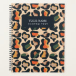 Elegant Safari Animal Skin Leopard spot  Planner<br><div class="desc">Modern digital image of leopard skin in elegant warm earth palette of black, orange, yellow, green and beige . Black stripe overlay.with fully customisable text in white classic font. The spine is black with bold white font. Cool and feminine and elegant, Available on many products. For help or custom request,...</div>