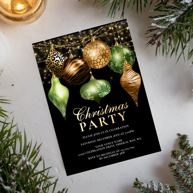 Elegant Safari Gold Ornament Christmas Party (Elegant Safari Gold Ornament Christmas Party Foil Invitation)