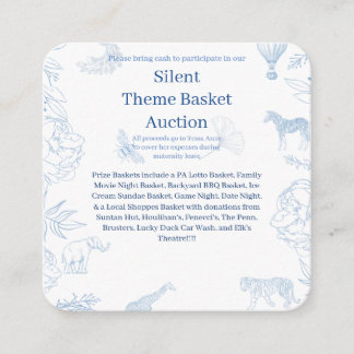 Elegant Safari in Blue Baby Shower Enclosure Card