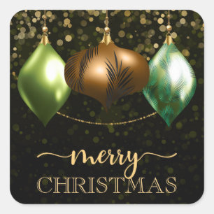 Elegant Safari Jungle Baubles Merry Christmas Square Sticker