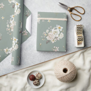 Elegant Sage Botanical Wrapping Paper