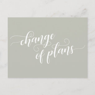 Elegant Sage Change of Plans Postponed Wedding Postcard