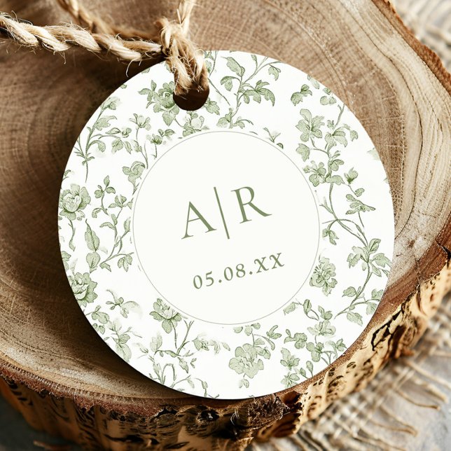 Elegant Sage Chinoiserie Wedding Favour Tags (Creator Uploaded)