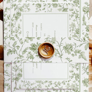 Elegant Sage Chinoiserie Wedding Invitation Belly Band