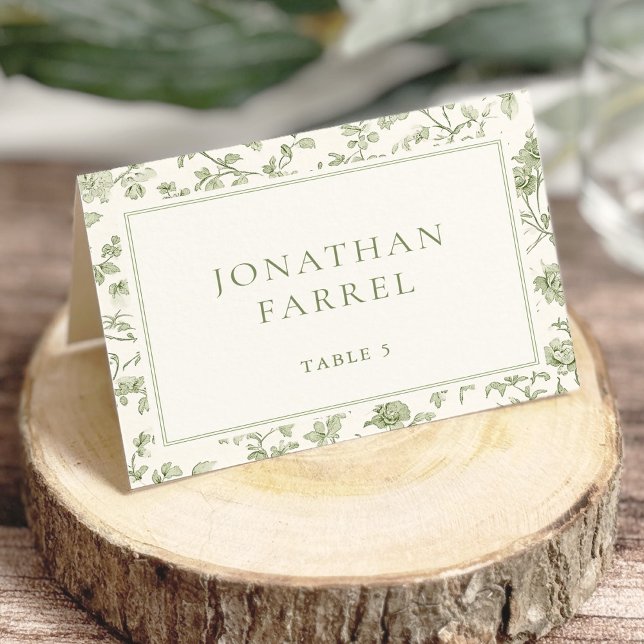Elegant Sage Chinoiserie Wedding Place Cards (Creator Uploaded)