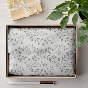 Elegant Sage Cream Minimalist Boho Floral Pattern Tissue Paper