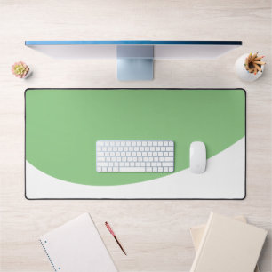 Elegant Sage Curve Flowing White Wave Bottom Edge Desk Mat