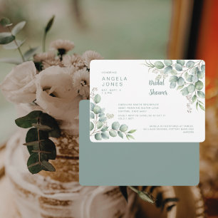 Elegant Sage Eucalyptus Horizontal Bridal Shower Invitation