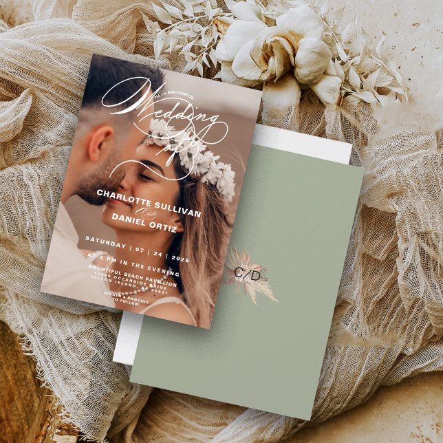 Elegant Sage Floral Boho The Wedding Of  Photo   Invitation (Creator Uploaded)