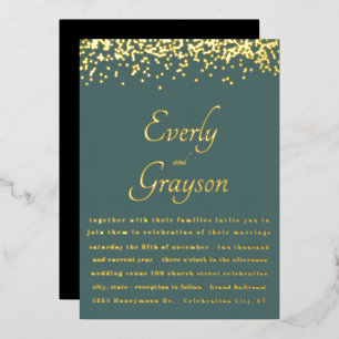 Elegant Sage Forest Green Gold Confetti Wedding