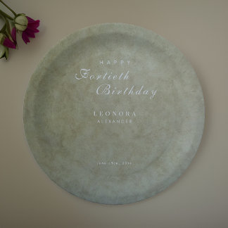 Elegant Sage Gold ANY Birthday Party Paper Plate