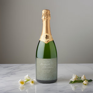 Elegant Sage Gold ANY Birthday Party Sparkling Wine Label
