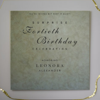 Elegant Sage Gold ANY Surprise Birthday Party Invitation