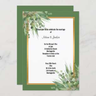 ELEGANT SAGE GOLD EUCALYPTUS WEDDING INVITATION