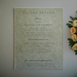 Elegant Sage Gold Wedding Details Enclosure Cards