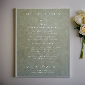 Elegant Sage Gold Wedding Details Enclosure Cards