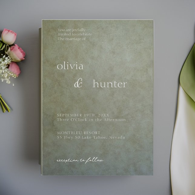 Elegant Sage Gold Wedding Invitation (Creator Uploaded)