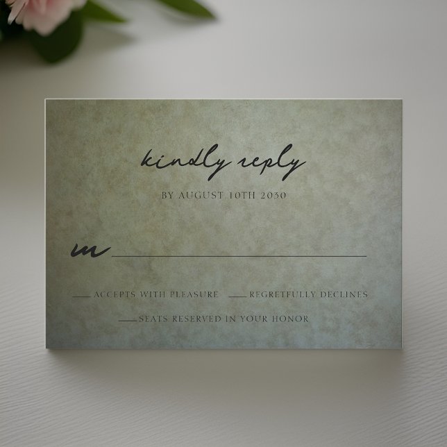 Elegant Sage Gold Wedding RSVP Response Card (Creator Uploaded)