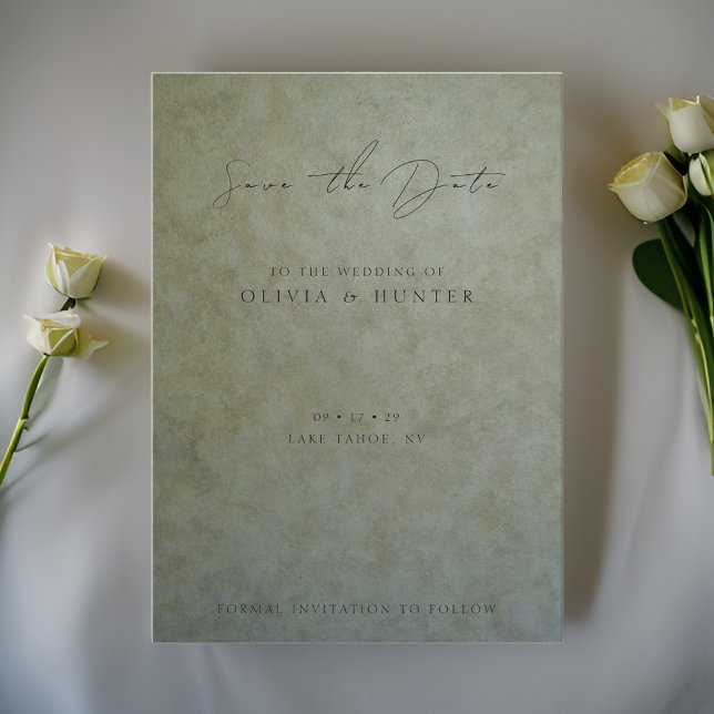 Elegant Sage Gold Wedding Save the Date Card (Creator Uploaded)