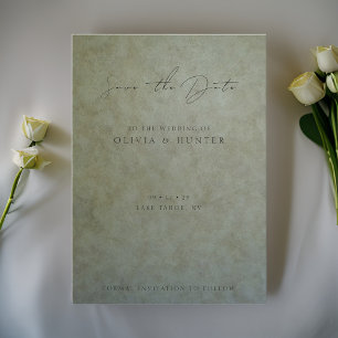 Elegant Sage Gold Wedding Save the Date Card
