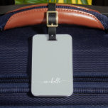 Elegant Sage Gree Calligraphy Monogram Name Script Luggage Tag<br><div class="desc">Elegant Modern Chic Sage Green Monogram Name Signature Script Custom Personalised Blush Pink Luggage Bag Tag. This delicate design featuring custom name in a cursive hand lettering swash tail font calligraphy (or typography) and the contact info text (at the back) on sage green or dusty green colour background. These are...</div>