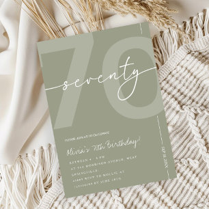 Elegant Sage Green 70th Birthday Party Invitation