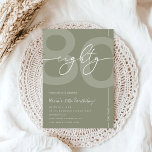 Elegant Sage Green 80th Birthday Party Invitation<br><div class="desc">Celebrate turning eighty in timeless style with this Elegant Sage Green 80th Birthday Invitation 🌿 Featuring a soft sage green color palette and a clean minimalist layout, this invitation is perfect for a sophisticated milestone celebration. Whether you're hosting an elegant dinner party, garden celebration, or stylish birthday gathering, this design...</div>