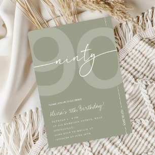 Elegant Sage Green 90th Birthday Party Invitation