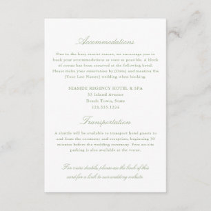 Elegant Sage Green Accommodation Transportation QR Enclosure Card