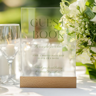 Elegant Sage Green Acrylic Wedding Guest Book Sign