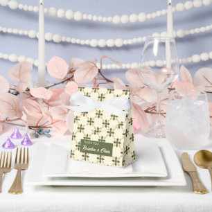 Elegant Sage Green and Beige Geometric Floral  Favour Box