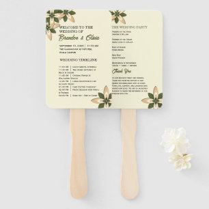 Elegant Sage Green and Beige Geometric Floral Hand Fan