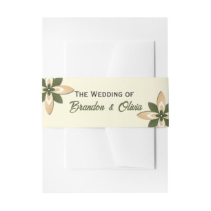 Elegant Sage Green and Beige Geometric Floral Invitation Belly Band