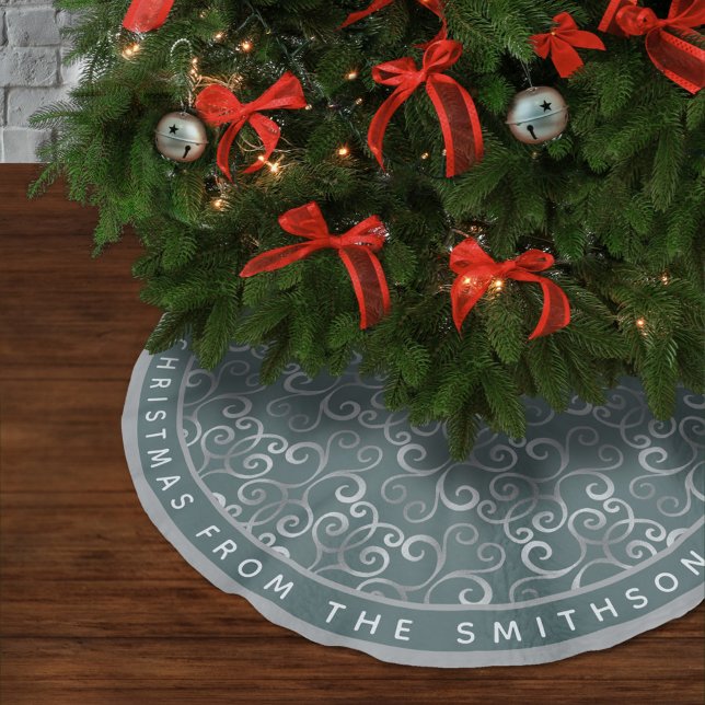 ELEGANT SAGE GREEN AND SILVER XMAS DAMASK CUSTOM BRUSHED POLYESTER TREE SKIRT (Creator Uploaded)