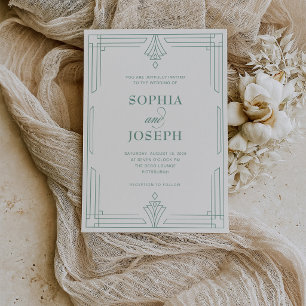 Elegant Sage Green and Soft Ivory Wedding Invitation