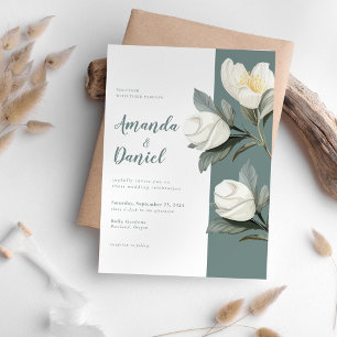 Elegant Sage Green and White Floral Wedding Invitation
