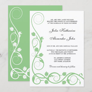 Elegant Sage Green and White Swirls Invitation